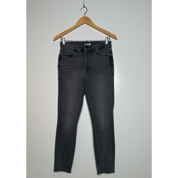 Good American Grey Good Waist Crop Raw Hem Skinny Jeans Size 29 - Picture 3 of 8